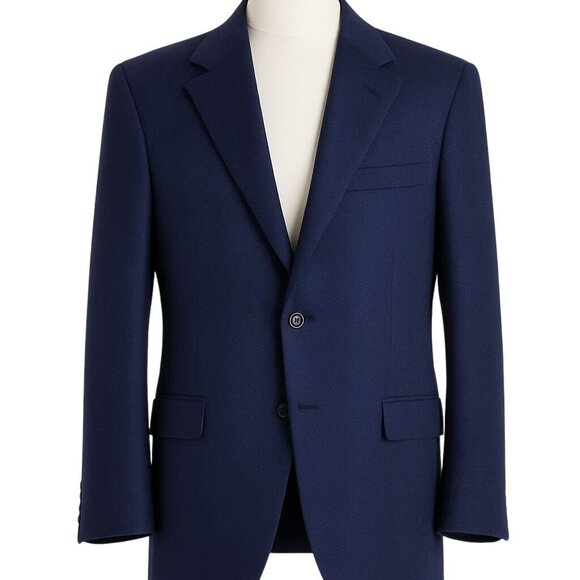 Nino Fenzi Cashmere Blnd 2Btn Blazer Sz 56-58L Big Tall Navy Herringbone